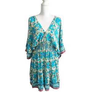 NATURAL LIFE Teal Floral Mini Dress
